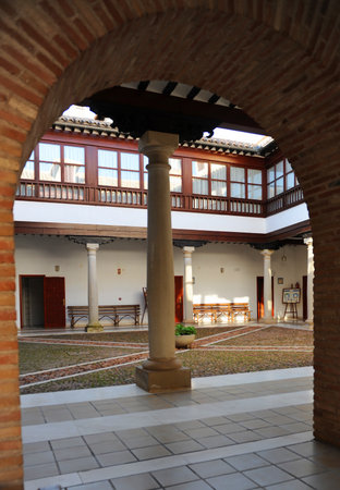Yard of the Palace of the Counts of Valparaiso, Almagro, Castilla la Mancha, Spainのeditorial素材
