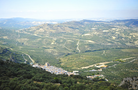 The village of Zuheros surrounded by olive groves, province of Cordoba, Andalusia, Spainの写真素材