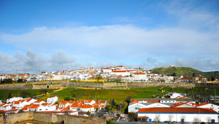 Panoramic view of the city of Elvas, world heritage site, Portugalのeditorial素材