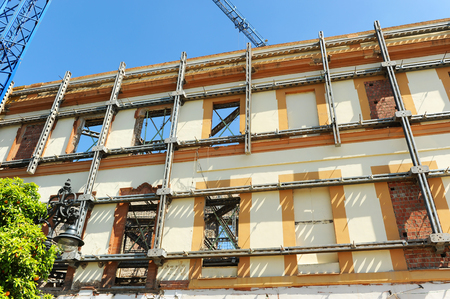 Reinforcement of the facade of a building during the rehabilitation worksの写真素材