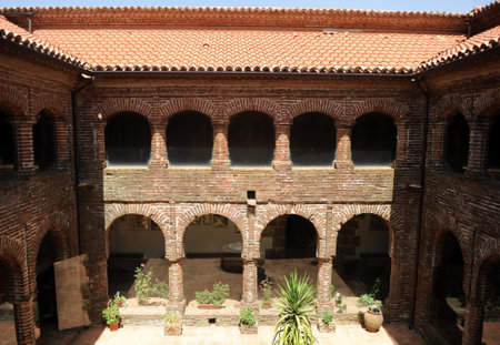 Cloister of the Tentudia Monastery, Badajoz province, Extremadura, Spainのeditorial素材