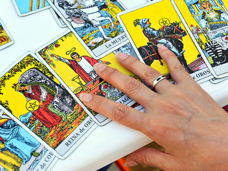Woman reading tarot cards