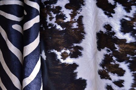 Cowhide and zebra texture background for manufacturing leather objects