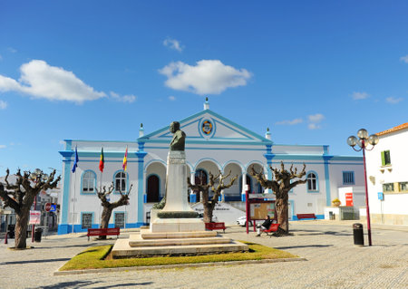 Town Hall of Reguengos de Monsaraz, a beautiful village of Alentejo Region, Portugalのeditorial素材