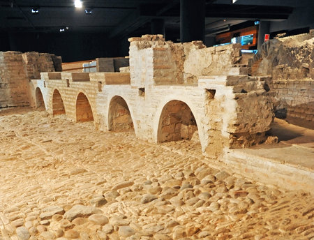 Inside the Castle of San Jorge, Arab fortress and later Christian built in Triana neighborhood, was the seat of Inquisition tribunal. Seville, Andalusia, Spainのeditorial素材