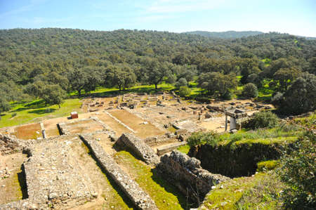 Panoramic view of Munigua Mulva, roman city and roman archaeological site in the province of Seville, Spainの写真素材