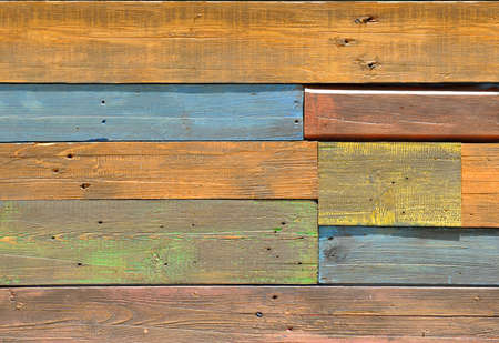Background of recycled and painted wooden boards, hipster decorationの写真素材