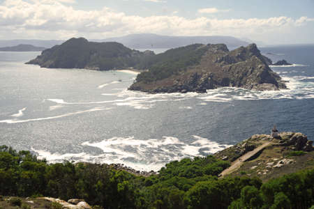 viewpoint of the island of San MartiÃ±o with the lighthouseの写真素材