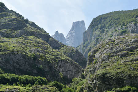 View of a mountain on a sunny day. Behind the Naranjo de Bulnesの写真素材