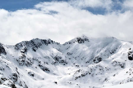 View of the circle of Gredos with its impressive snowy mountainsの写真素材