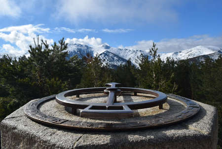 viewpoint on the snowy mountainの写真素材