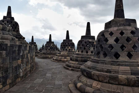 Photograph of borobudur temple, the biggest buddhist temple in the worldの写真素材
