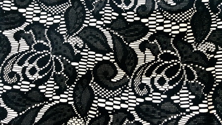Elegant Black Flowery Laceの写真素材