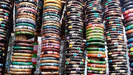 Multi Color Wooden Braceletsの写真素材