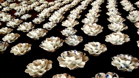 White Floral Candle Standsの写真素材