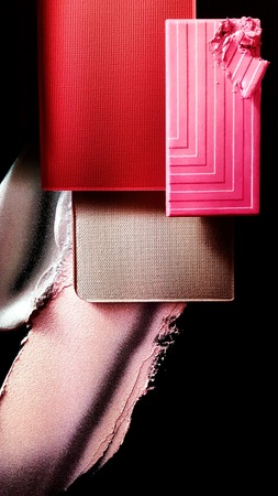 Display of Foundation, Blusher and Lipsticksの写真素材