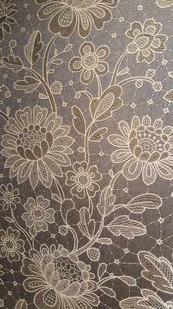 Vintage Golden Lace on Wooden Backgroundの写真素材