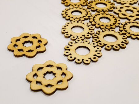 Sun Shaped Wooden Craft Piecesの写真素材