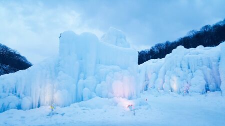The first day of launching the Ice Festival for the year. Opened for visitors at Lake Shikotsu in Shikotsu-Toya National Park. January 27, 2017, Sapporo, Hokkaido, Japanのeditorial素材