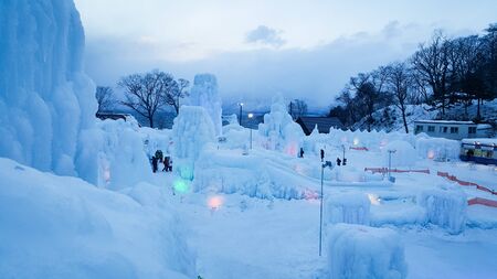 The first day of launching the Ice Festival for the year. Opened for visitors at Lake Shikotsu in Shikotsu-Toya National Park. January 27, 2017, Sapporo, Hokkaido, Japanのeditorial素材