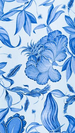 Lovely blue flowers printed backgroundの写真素材