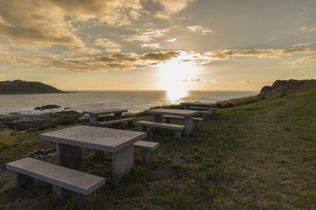 Picnic near Hercules Tower (La Coruna, Spain).の写真素材