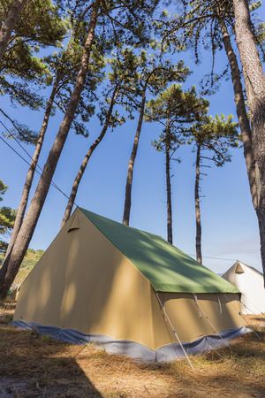 Camping in Cies Islands (Pontevedra, Spain).の写真素材