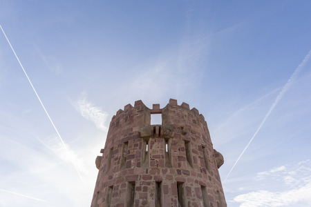 Crenellated tower of Vilafames castle (Castellon, Spain).の写真素材