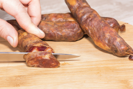 Artisan sausages.の写真素材