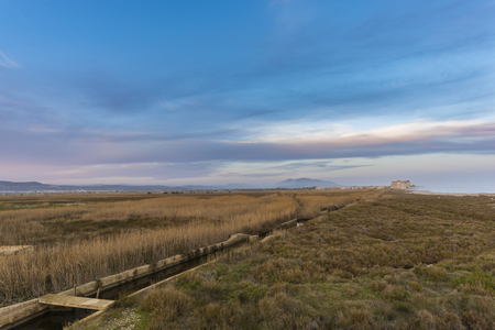 Waterway in El Prat de Cabanes (Torreblanca, Castellon - Spain).の写真素材