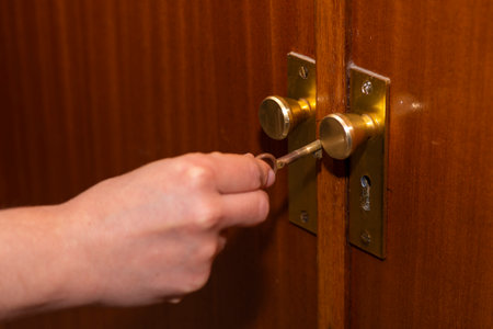 Closing a closet.の写真素材