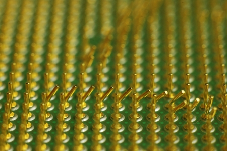 Bent Golden processor pinsの写真素材