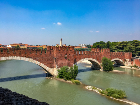 Castelvecchio Bridge, Verona, Italyの写真素材
