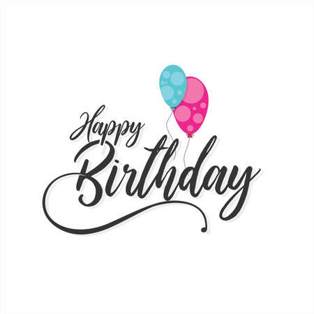 Creative Stylish Typography of Happy Birthday. Birthday Wishing Greeting Card. Editable Illustration of Colorful Balloons.のイラスト素材
