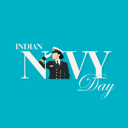 Beautiful Template Design for Indian Navy Day. Typography of Indian Navy Day. Editable Illustration.のイラスト素材