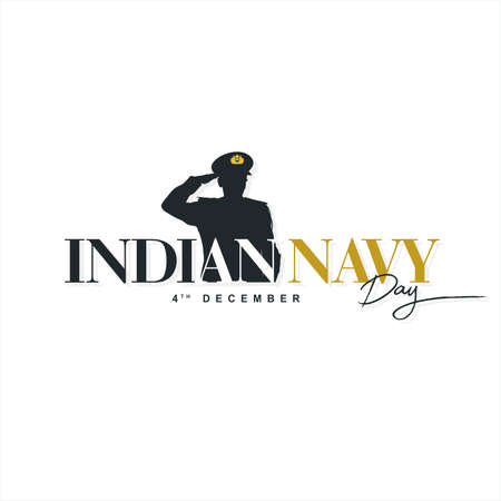Typographic Template Design for Indian Navy Day. Creative Calligraphy of Indian Navy Day. Editable Illustration.のイラスト素材