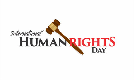 Creative Template Design for International Human Rights Day. Illustration of Judge Hammer.のイラスト素材