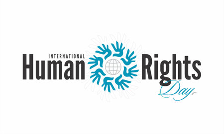 Beautiful Creative Template Design for International Human Rights Day. Vector of Hands Around Globe. Editable Illustration.のイラスト素材