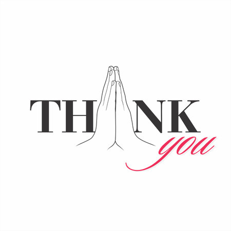 Beautiful Creative Template Design of Thank You. Conceptual Typography of Thank You. Editable Illustration Folded Hand.のイラスト素材
