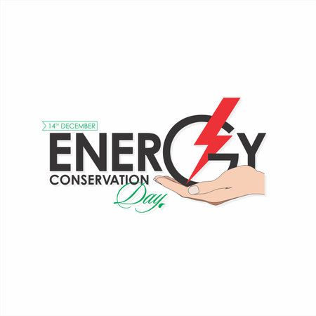 Conceptual Template Design for Energy Conservation Day. Typographic Creative for awareness of Energy Conservation. Editable Illustration.のイラスト素材