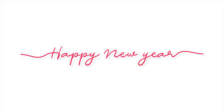 Happy New Year. Typographic Cursive Writing Greeting Card for New Year.  Illustrationのイラスト素材