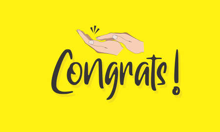 Beautiful Creative Typography of Congrats. Editable Illustration of Clapping Hands. Congrats word in Cursive Calligraphy.のイラスト素材