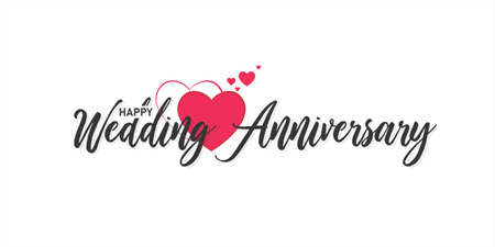 Wedding Anniversary Wishing Greeting Card. Conceptual Creative Card for Marriage Anniversary. Editable Illustration.のイラスト素材