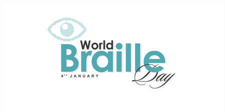 Conceptual Banner Design for World Braille Day. Editable Illustration of Eye made of Braille Script.のイラスト素材