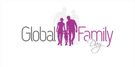 Conceptual Banner Design for Global Family Day. International Family Day Wishing Greeting Card. World Family Day. Family Illustration.のイラスト素材