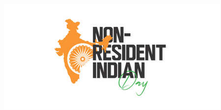 Conceptual Banner Design for Non-Resident Indian Day. Editable Illustration of Indian Map.のイラスト素材