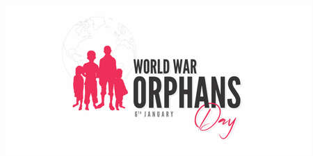 Creative Template Design for World War Orphans Day. Welfare Campaign for World War Orphans Day. Editable Illustration of Orphan Kids.のイラスト素材