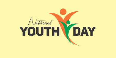 Conceptual Banner Design for National Youth Day, also known as Vivekananda Jayanti, Editable Illustration of Youth Abstract.のイラスト素材