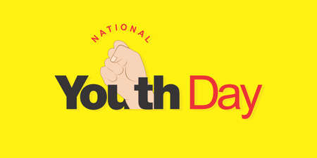 Conceptual Banner Design for National Youth Day, also known as Vivekananda Jayanti. Editable Illustration of Youth Fist.のイラスト素材