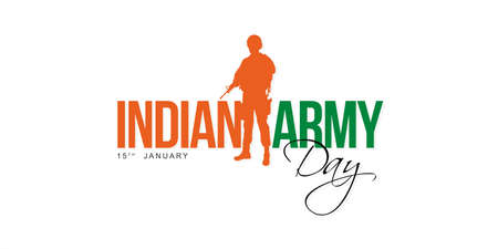 Indian Army Day Wishing Greeting Card. Conceptual Creative for Indian Army Day, 15 January. Editable Illustration of Army Soldier.のイラスト素材